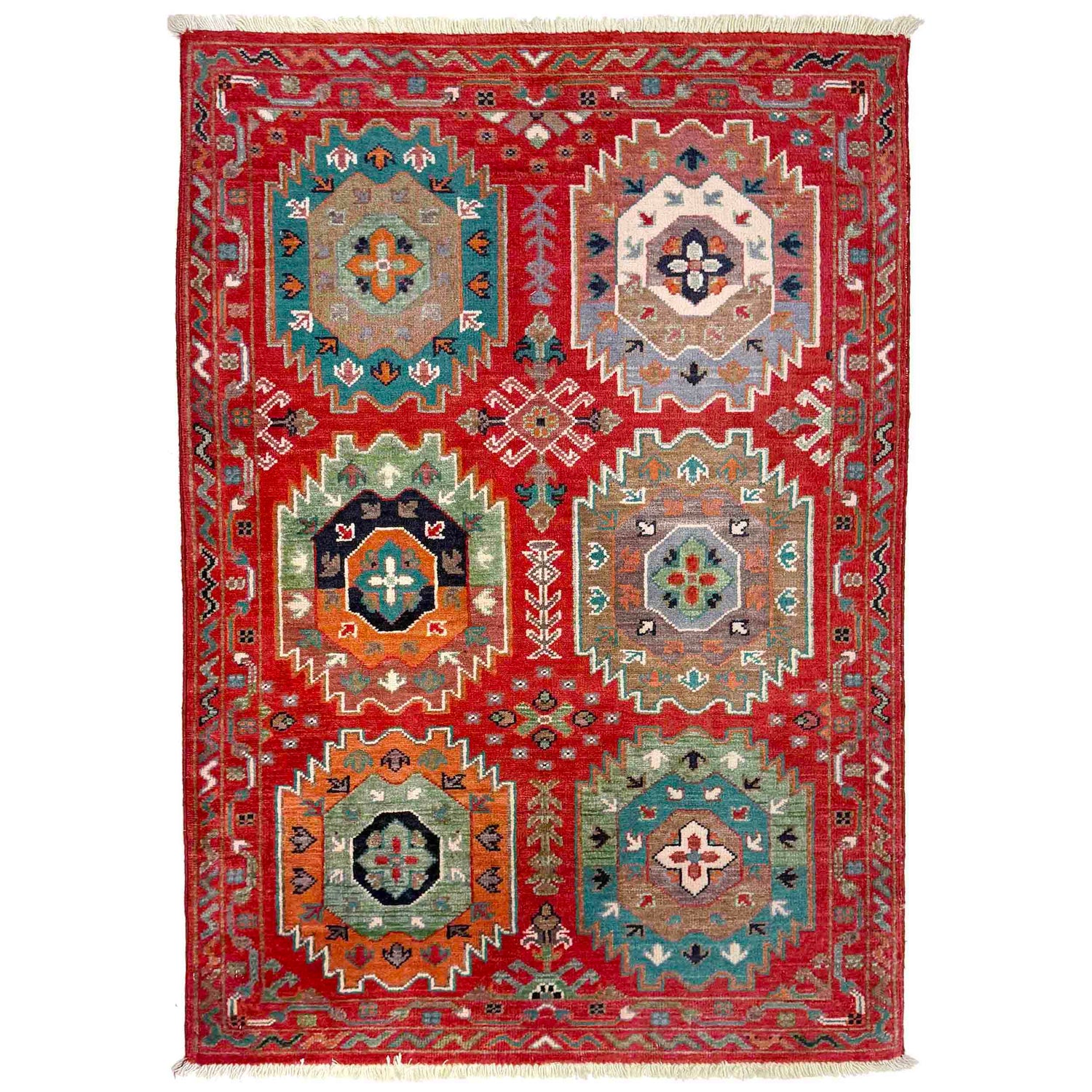 Handmade Red Color Waziri Rug 2' 9" x 4' 0" (ft) - No. R37716