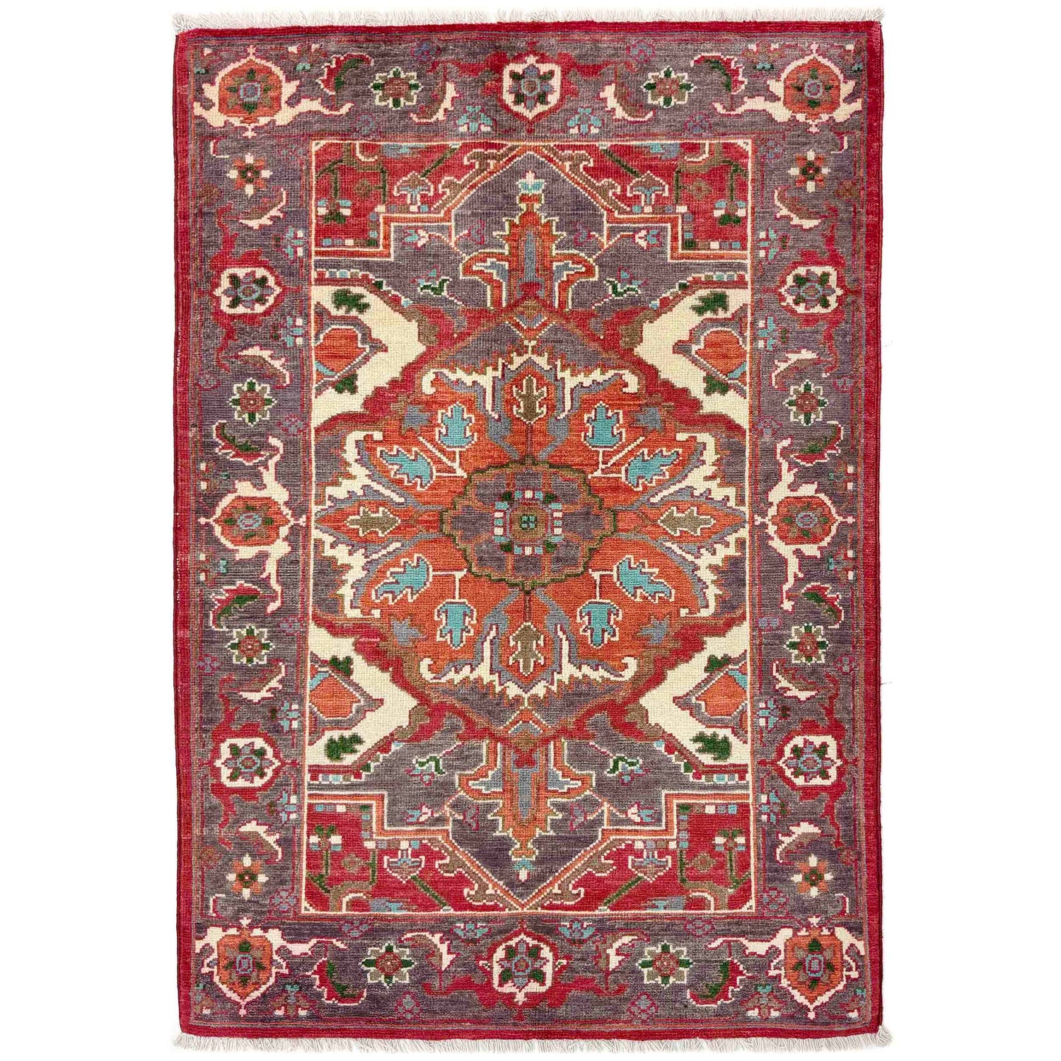 Hand Knotted Persian Design Heriz Rug 2' 9" x 4' 0" (ft) - No. R37719