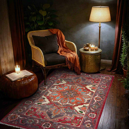 Hand Knotted Persian Design Heriz Rug 2' 9" x 4' 0" (ft) - No. R37719