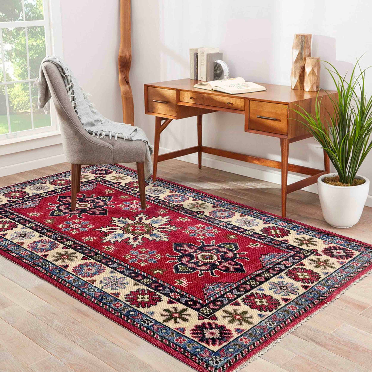 Red Color Kazak Rug 2' 7" x 4' 1" (ft) - No. R37723