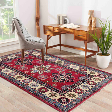 Red Color Kazak Rug 2' 7" x 4' 1" (ft) - No. R37723
