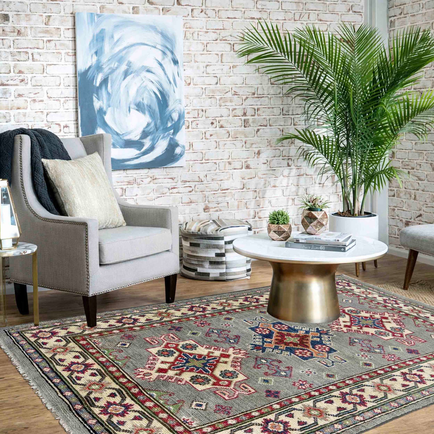 Hand Knotted Kazak Rug 2' 8" x 4' 5" (ft) - No. R37727