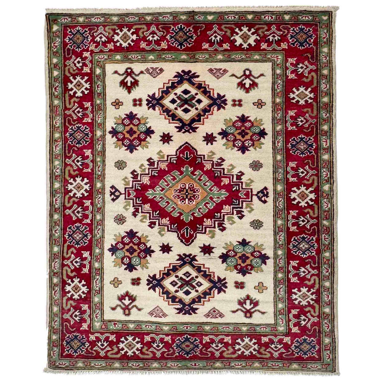 Hand Knotted Kazak Rug 3' 2" x 4' 3" (ft) - No. R37729