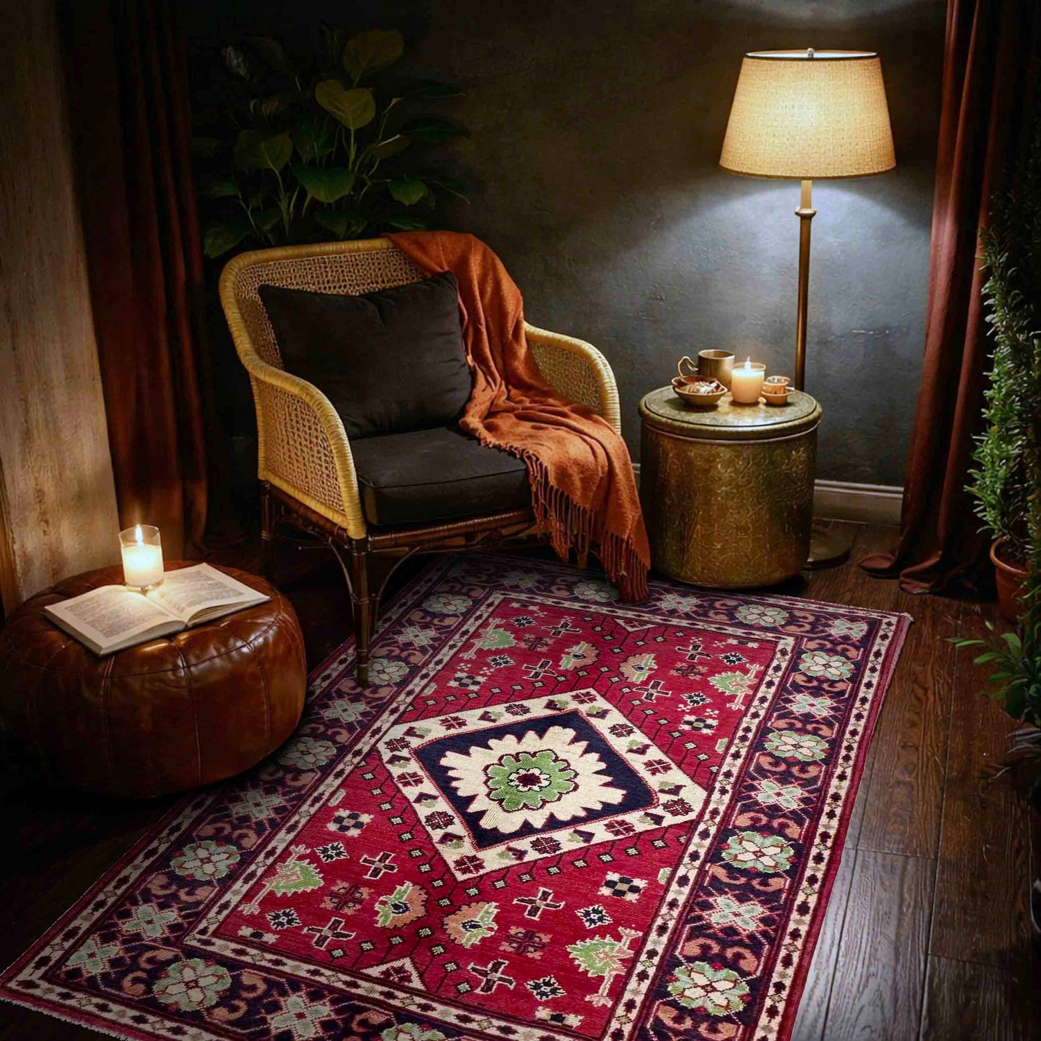 Red Color Kazak Rug 3' 3" x 4' 10" (ft)- No. R37734
