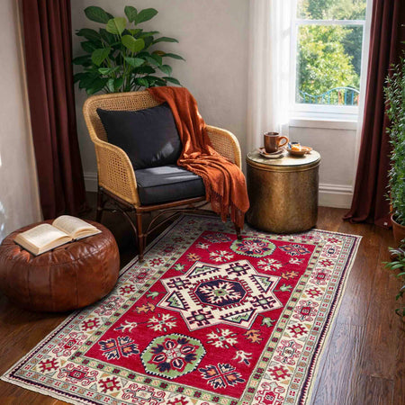 Hand Knotted Kazak Rug 3' 3" x 5' 0" (ft)- No. R37735