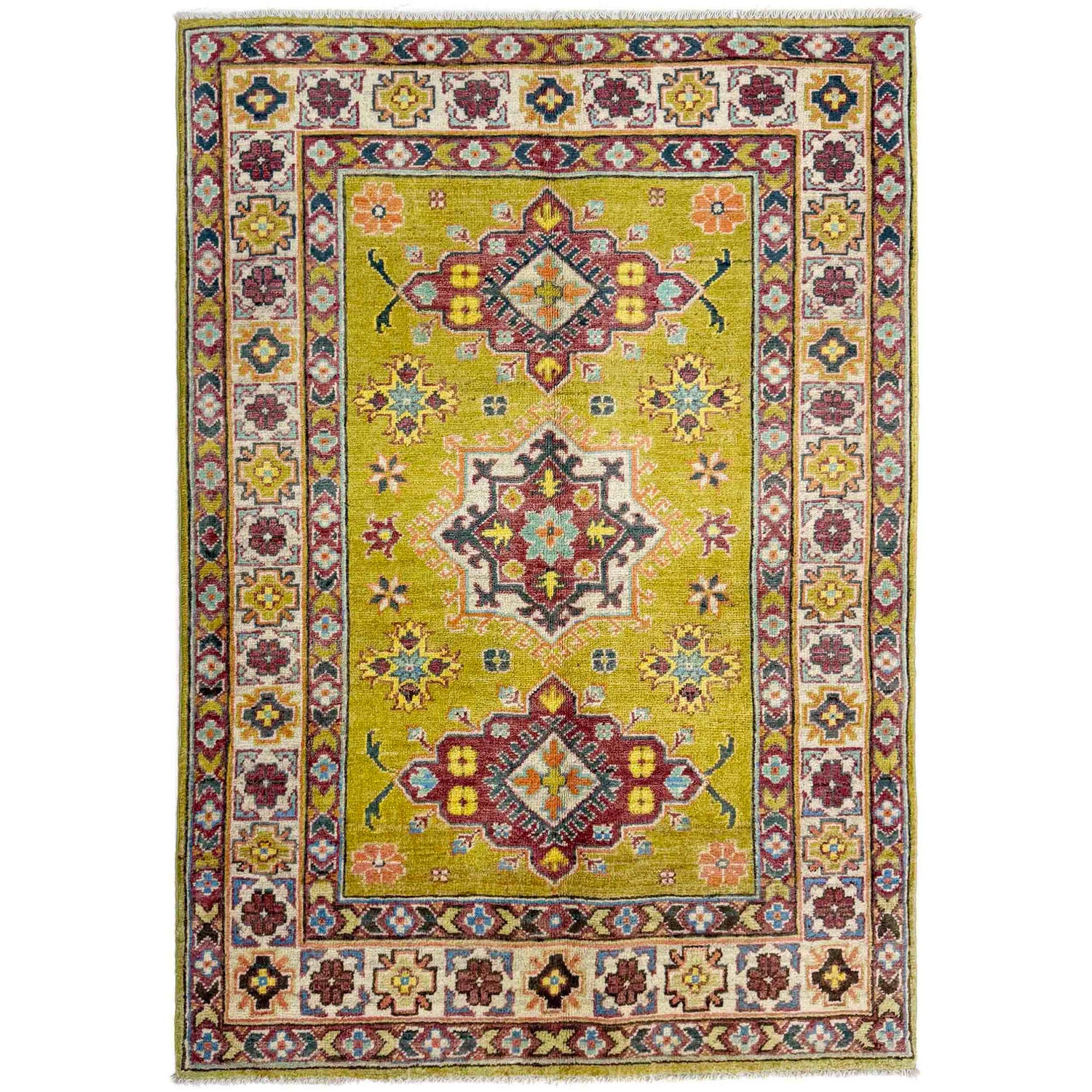 Hand Knotted Kazak Rug 3' 5" x 4' 10" (ft)- No. R37736
