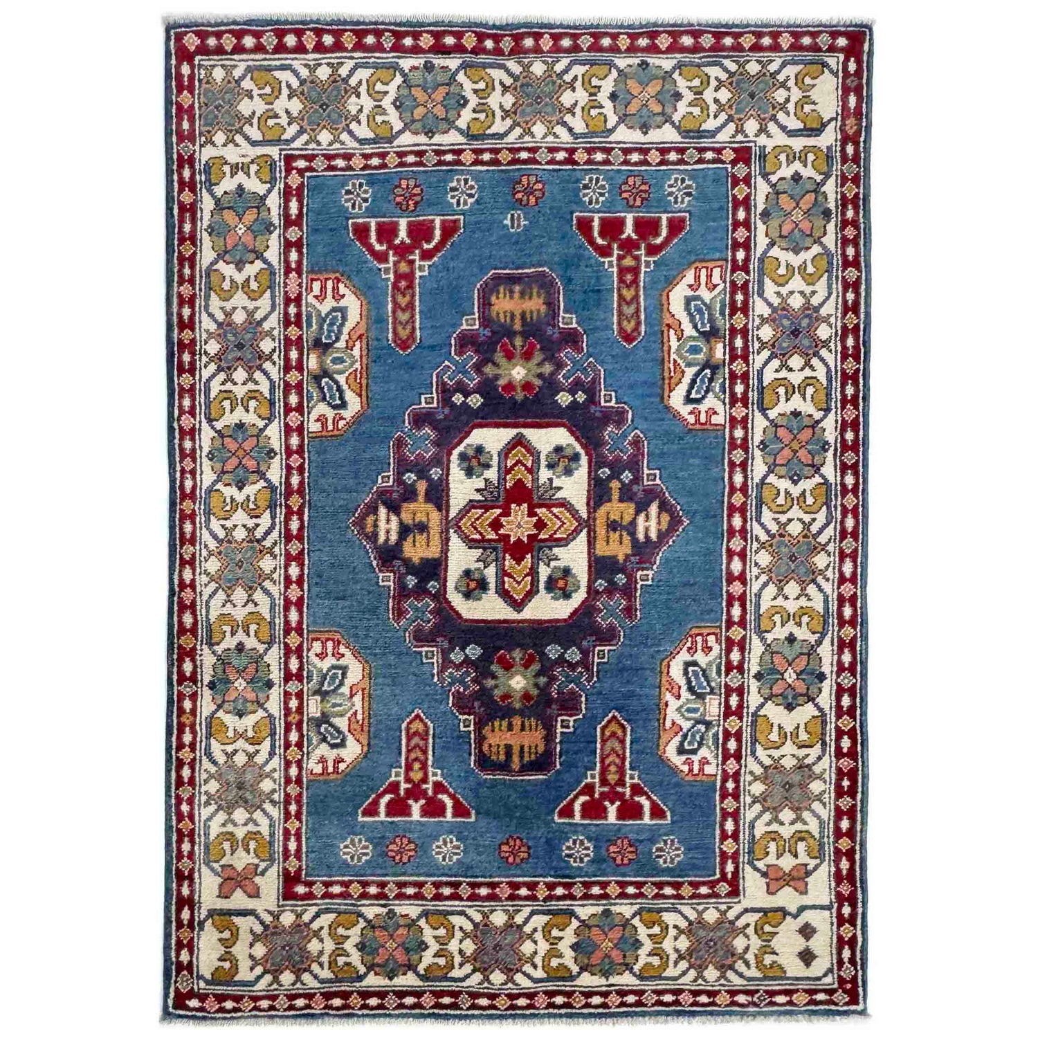 Hand Knotted Kazak Rug 3' 3" x 4' 9" (ft)- No. R37738