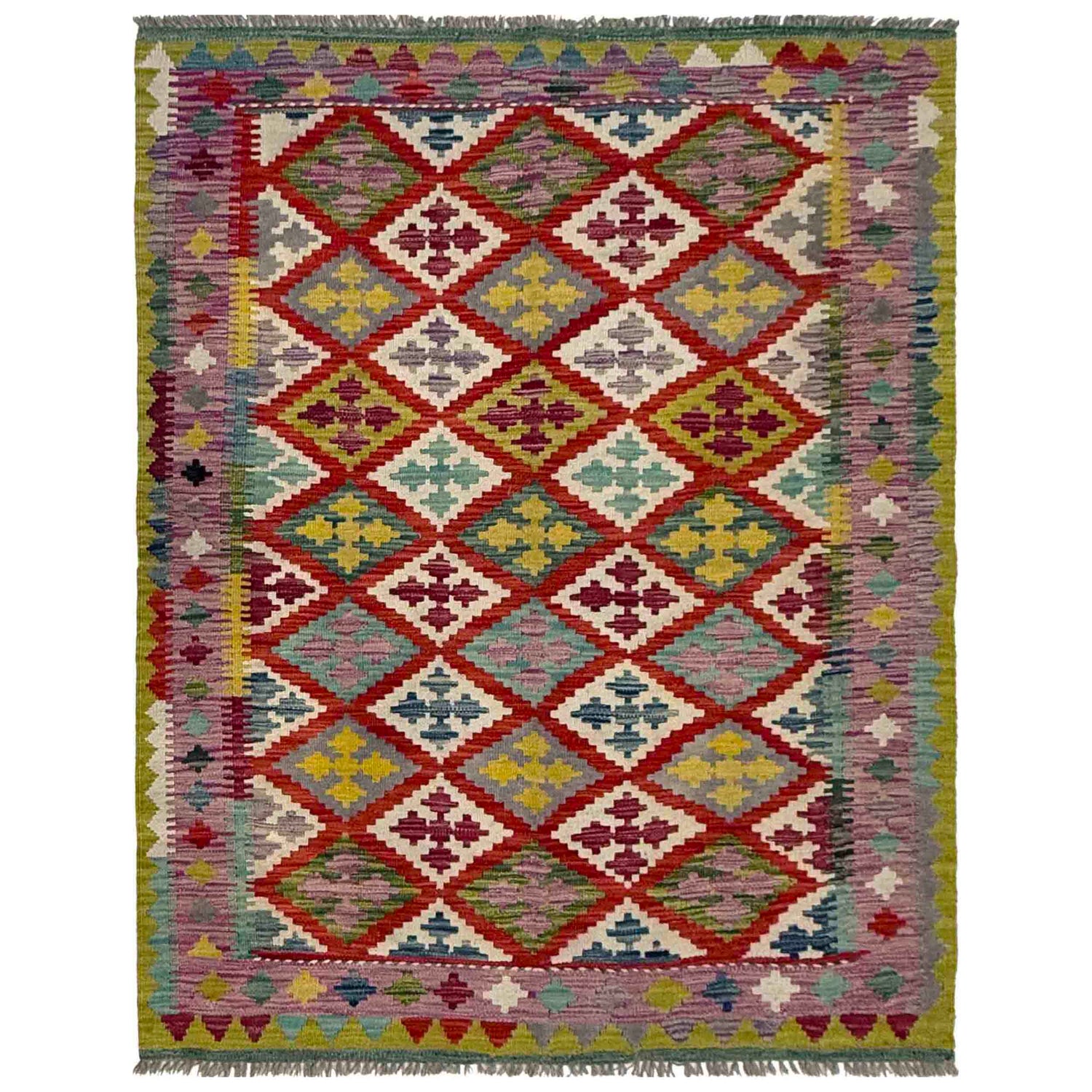 Handmade Vegetable Kelim 3' 10" x 5' 1" (ft) - No. R37789