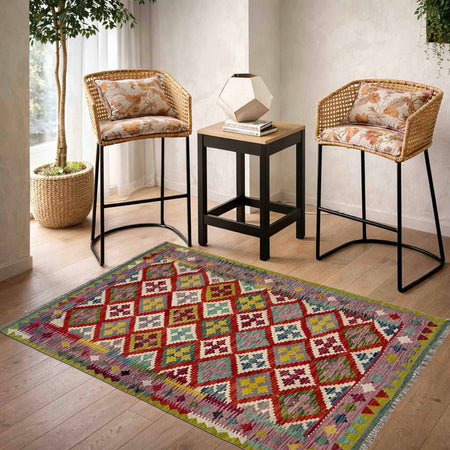 Handmade Vegetable Kelim 3' 10" x 5' 1" (ft) - No. R37789