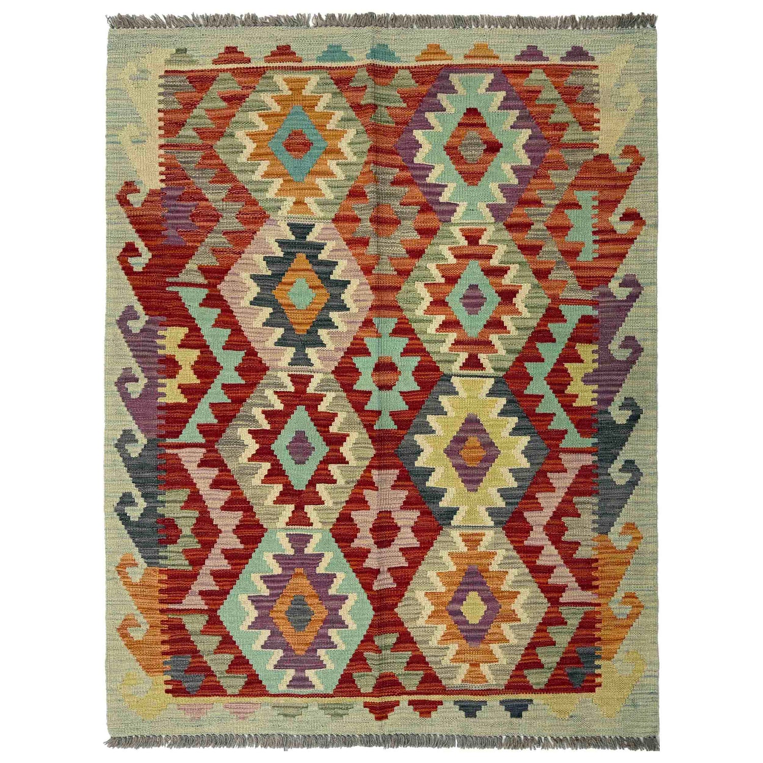 Handmade Vegetable Kilim 3' 3" x 4' 8" (ft) - No. R37795