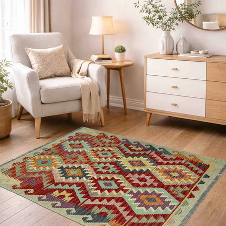 Handmade Vegetable Kilim 3' 3" x 4' 8" (ft) - No. R37795