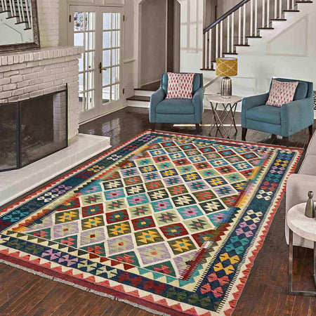 Handmade Vegetable Kelim 5' 9" x 8' 5" (ft) - No. R37806
