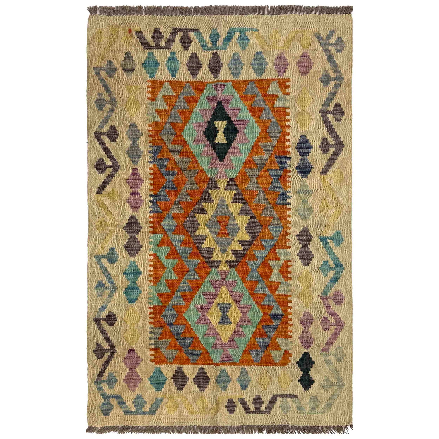 Handmade Vegetable Kilim 2' 8" x 4' 1" (ft) - No. R37808