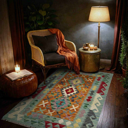 Handmade Vegetable Kilim 2' 7" x 4' 5" (ft) - No. R37810