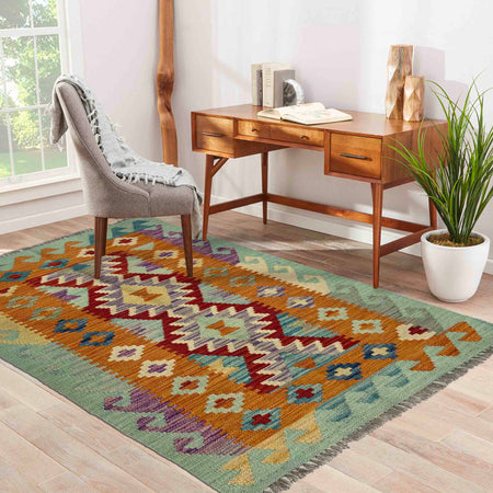 Handmade Vegetable Kilim 2' 7" x 4' 2" (ft) - No. R37812