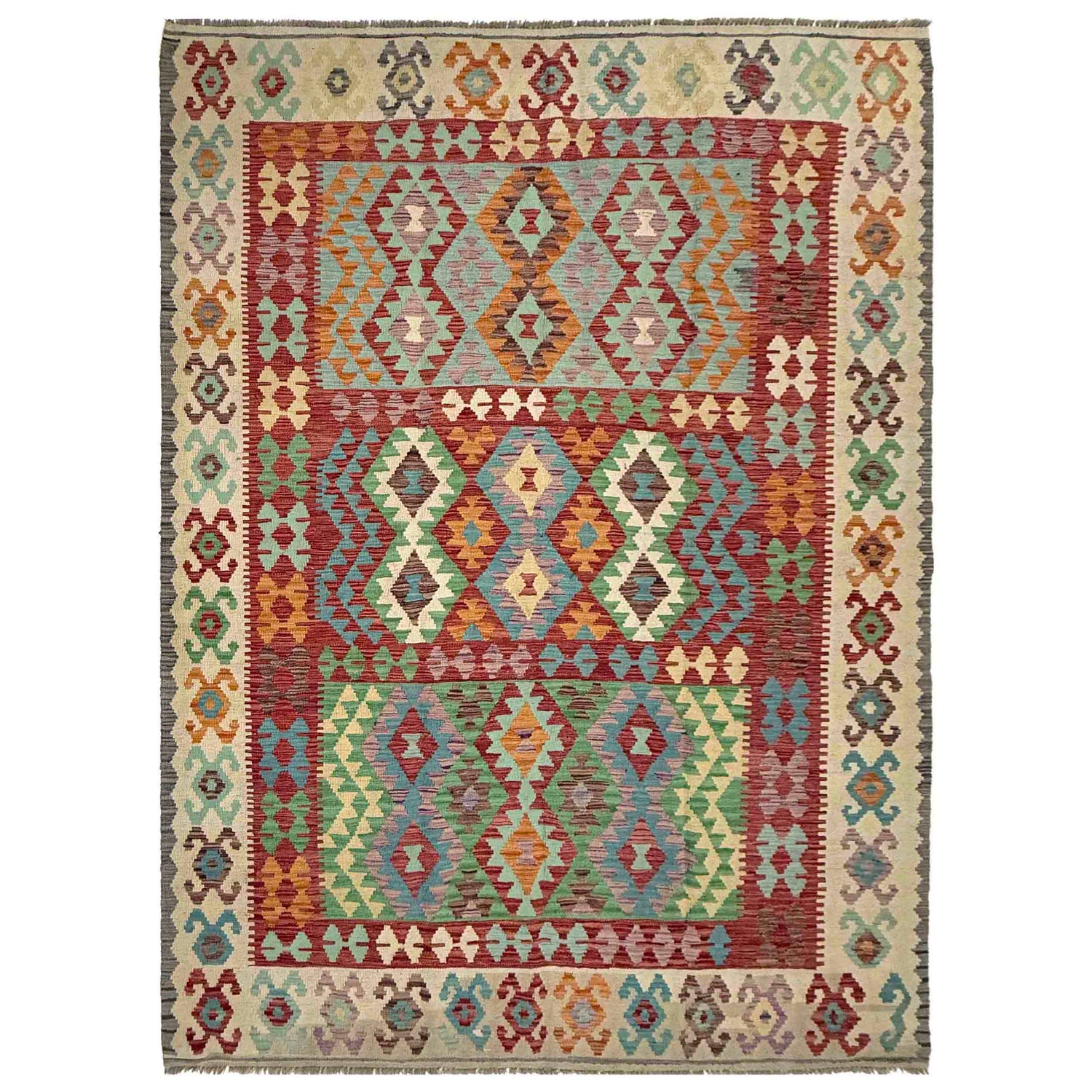 Handmade Vegetable Kilim 6' 8" x 9' 9" (ft) - No. R37816