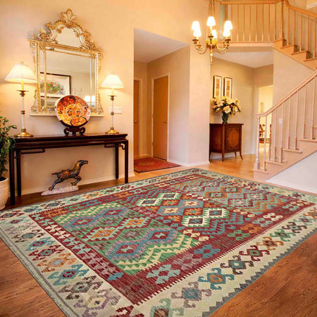 Handmade Vegetable Kilim 6' 8" x 9' 9" (ft) - No. R37816