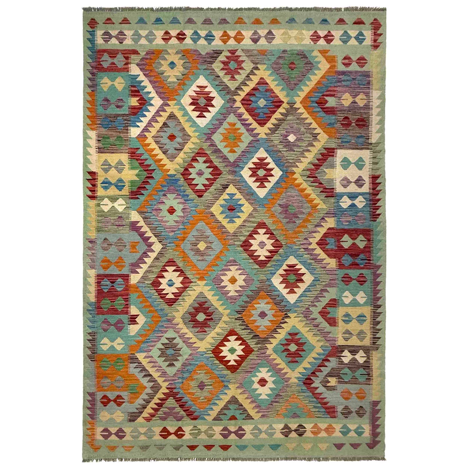 Handmade Vegetable Kelim 6' 5" x 9' 11" (ft) - No. R37823