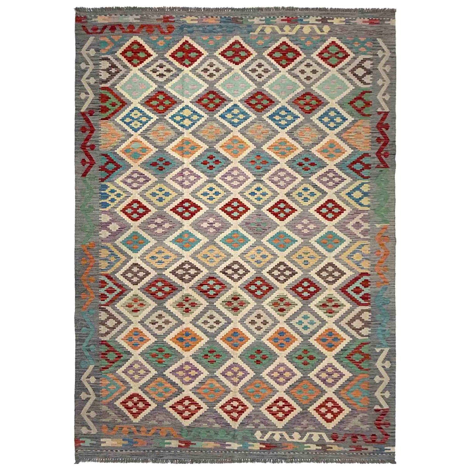 Handmade Vegetable Kilim 6' 4" x 9' 9" (ft) - No. R37861