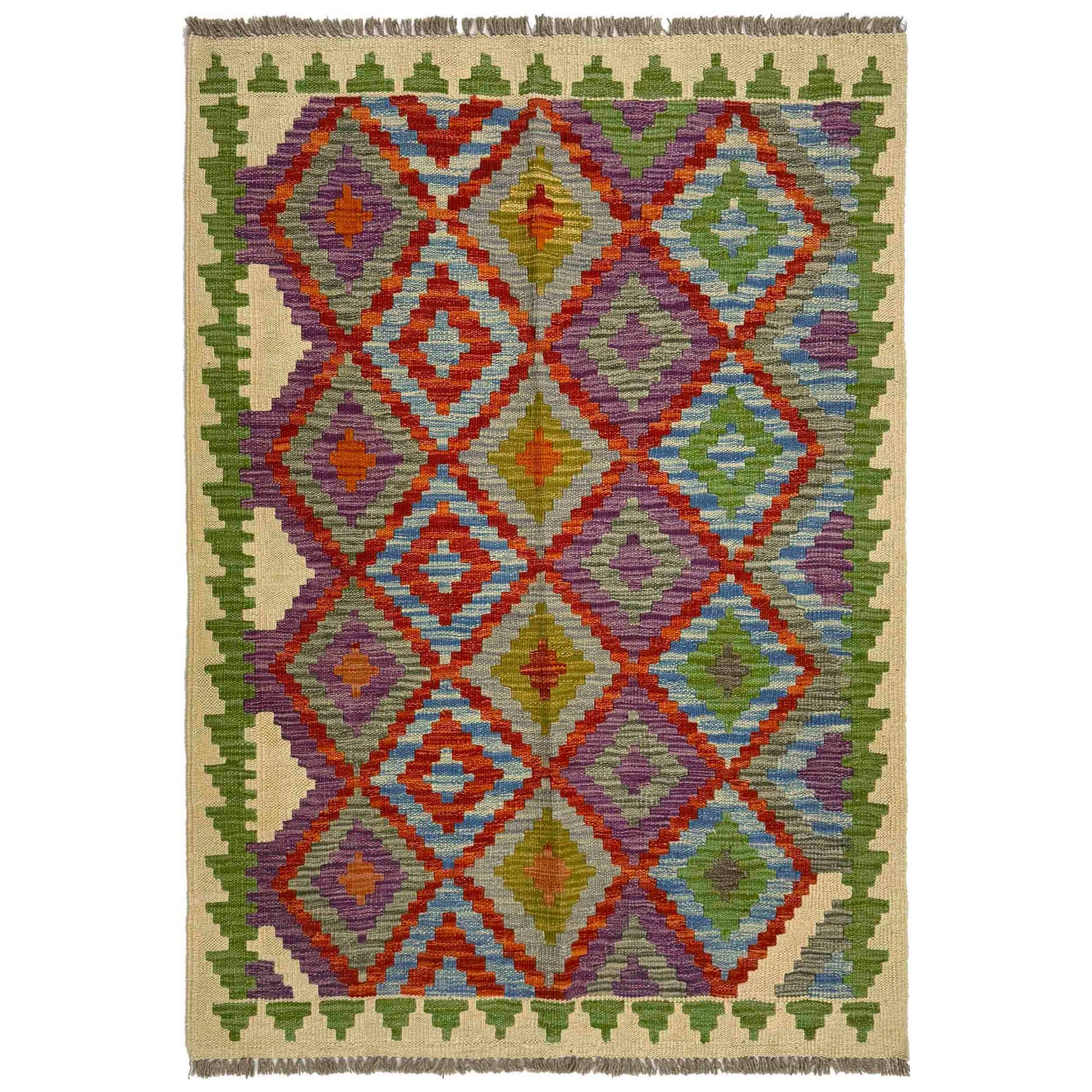 Handmade Vegetable Kilim 3' 3" x 4' 9" (ft) - No. R37868