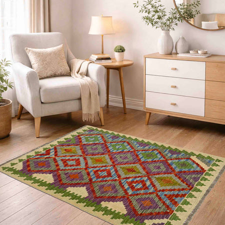 Handmade Vegetable Kilim 3' 3" x 4' 9" (ft) - No. R37868