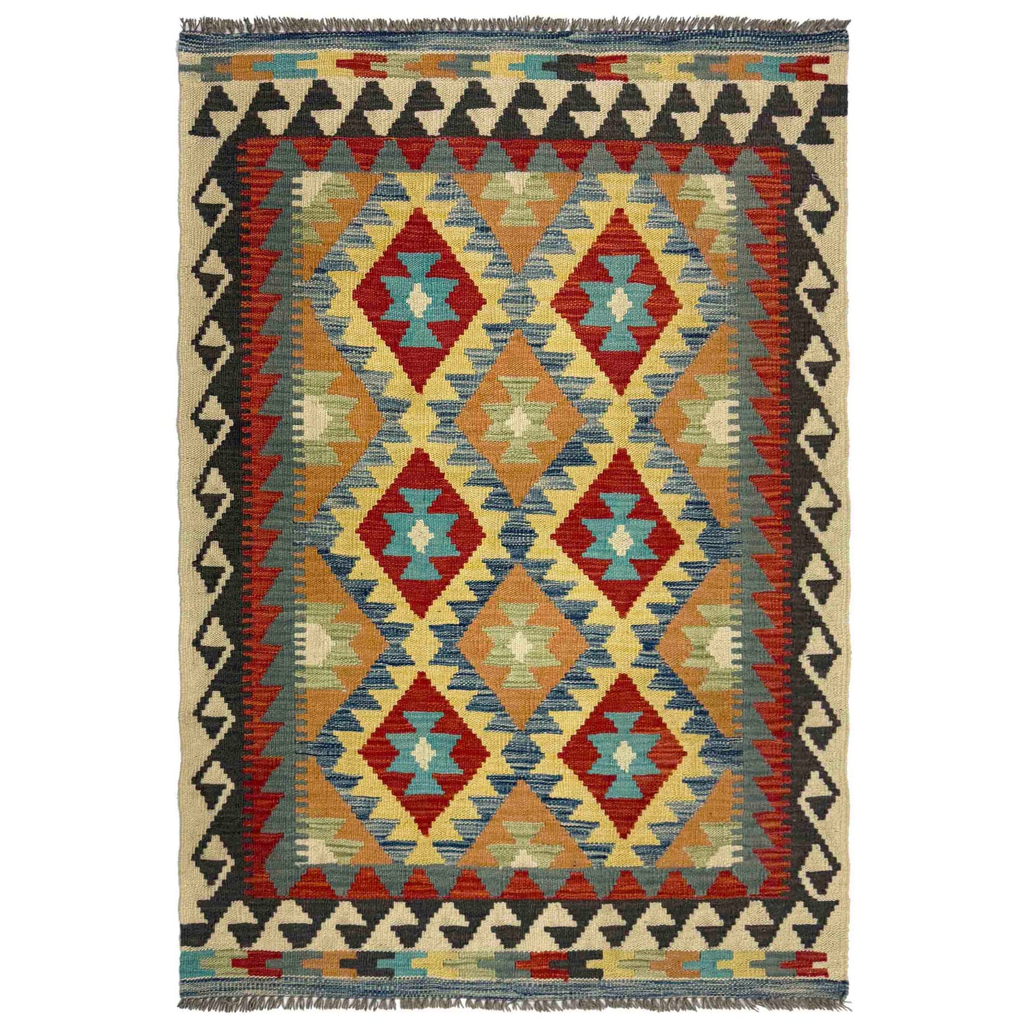 Handmade Vegetable Kelim 3' 3" x 5' 1" (ft) - No. R37876