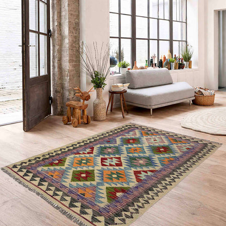 Handmade Vegetable Kilim 3' 5" x 5' 5" (ft) - No. R37882