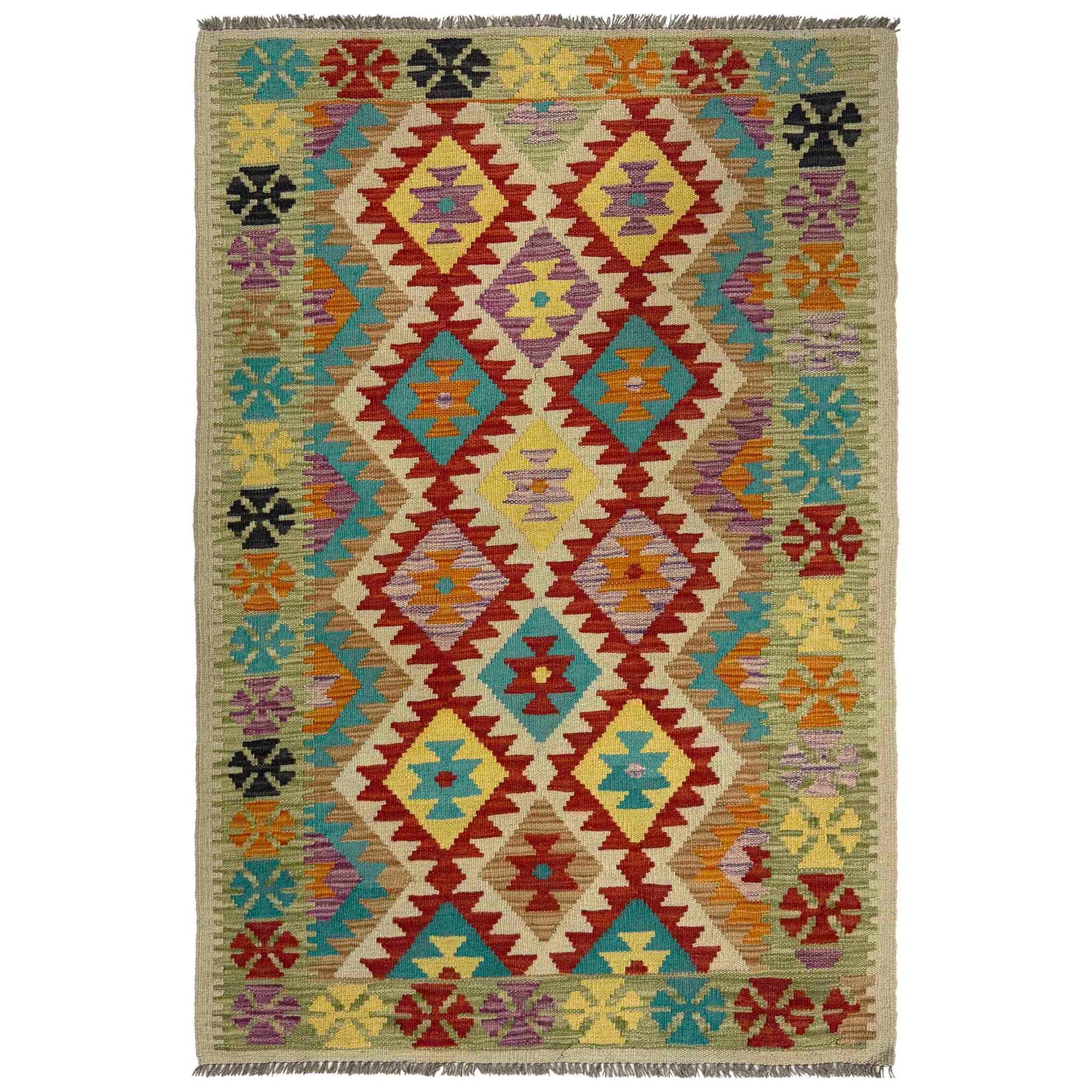 Handmade Vegetable Kelim 3' 3" x 5' 5" (ft) - No. R37884