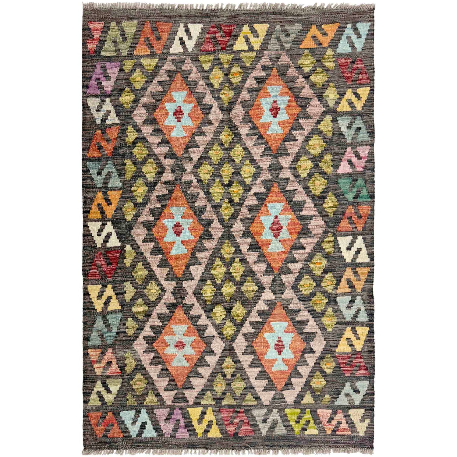 Handmade Vegetable Kelim 3' 5" x 5' 1" (ft) - No. R37897