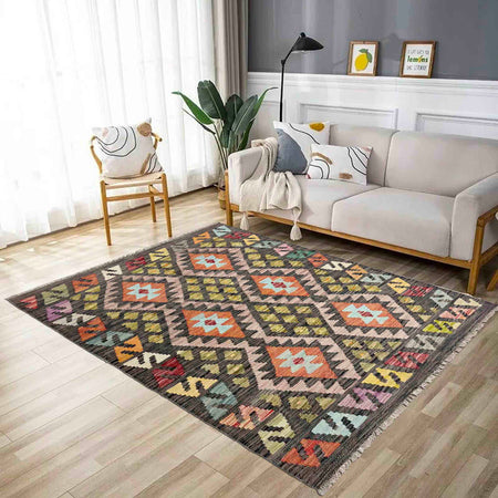 Handmade Vegetable Kelim 3' 5" x 5' 1" (ft) - No. R37897