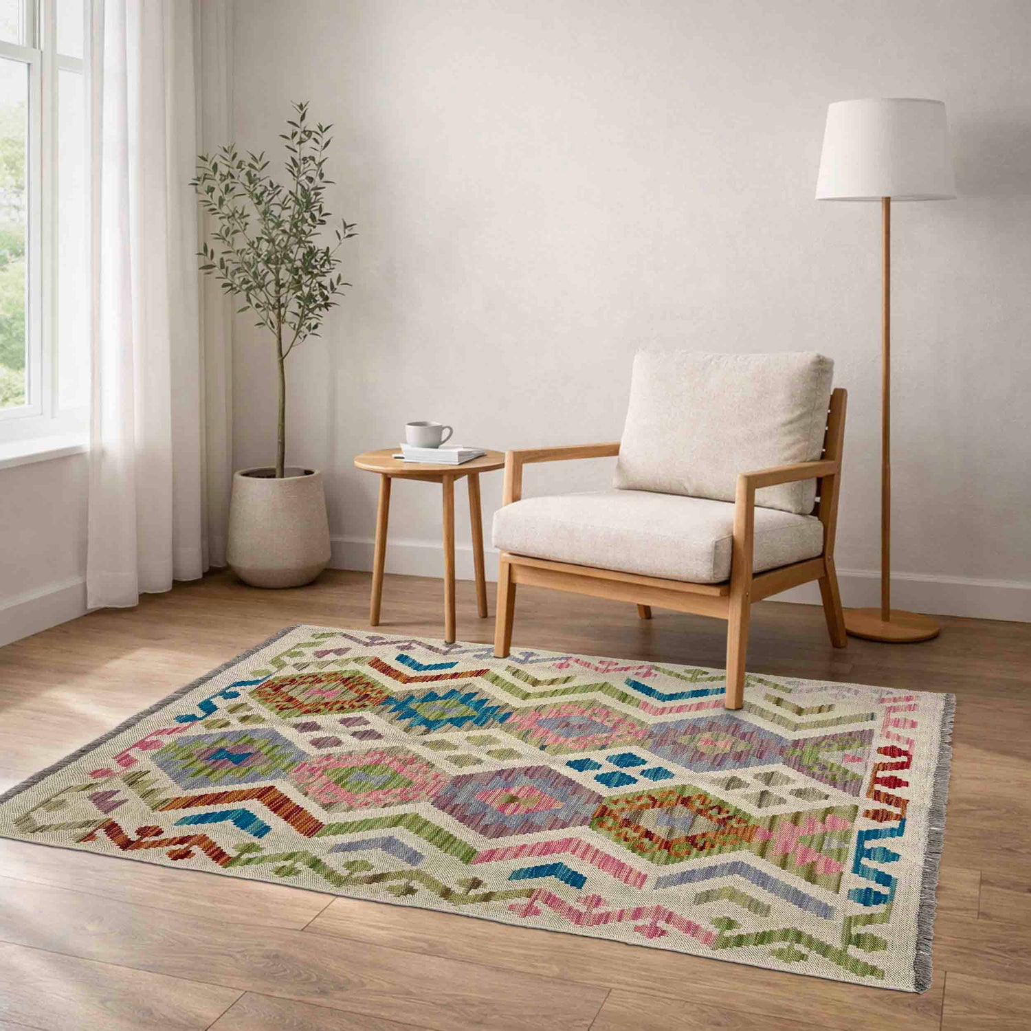 Handmade Vegetable Kelim 3' 3" x 4' 10" (ft) - No. R37899