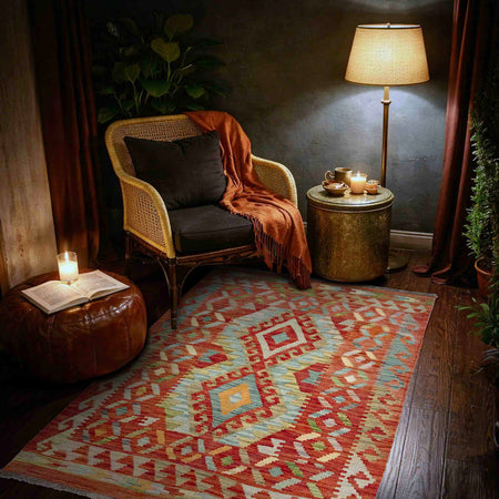 Handmade Vegetable Kilim 3' 5" x 4' 11" (ft) - No. R37901