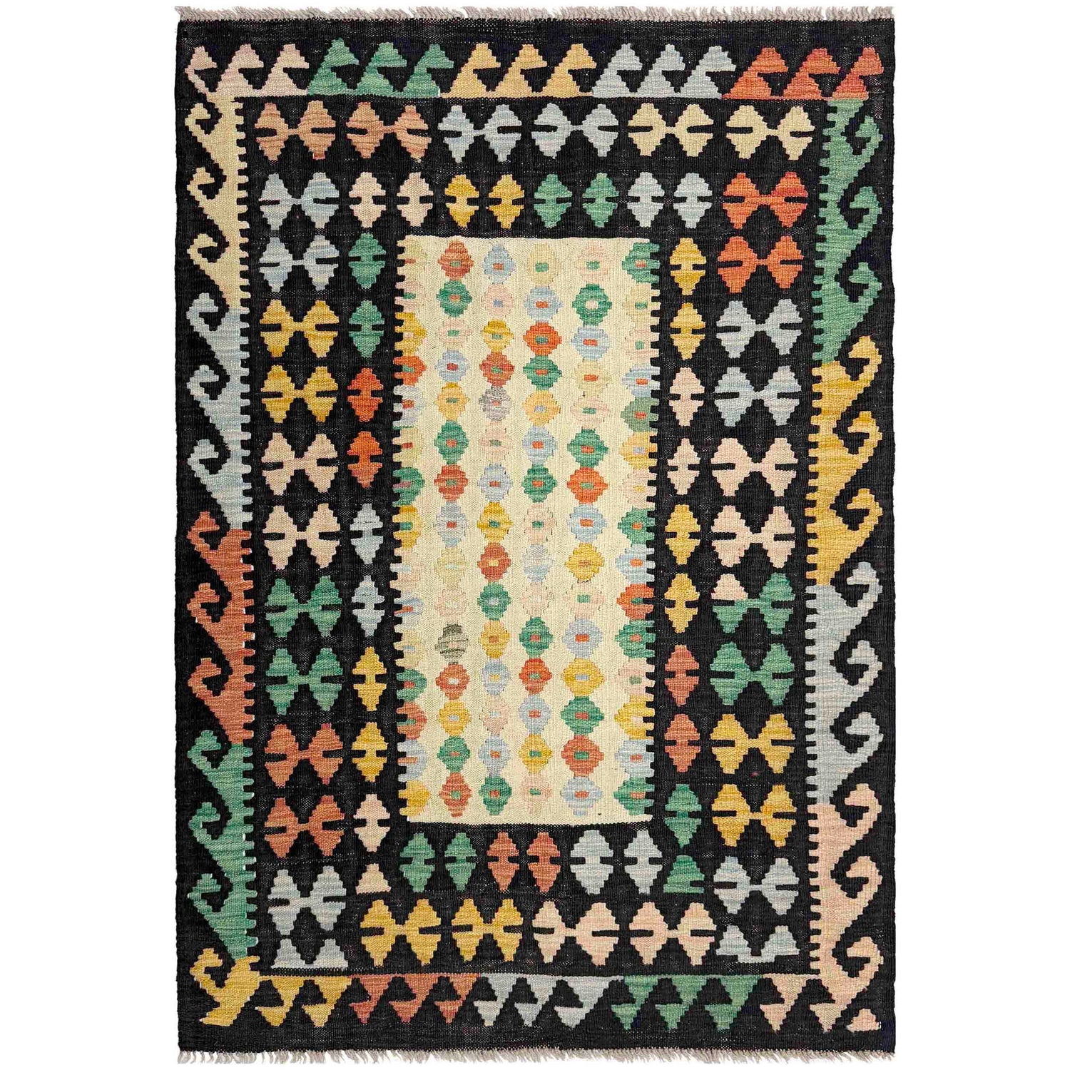 Handmade Vegetable Kelim 3' 7" x 5' 1" (ft) - No. R37902