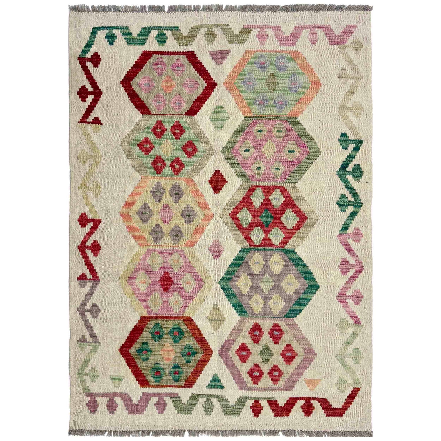 Handmade Vegetable Kilim 3' 4" x 4' 9" (ft) - No. R37913