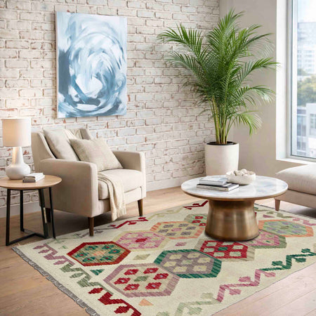Handmade Vegetable Kilim 3' 4" x 4' 9" (ft) - No. R37913
