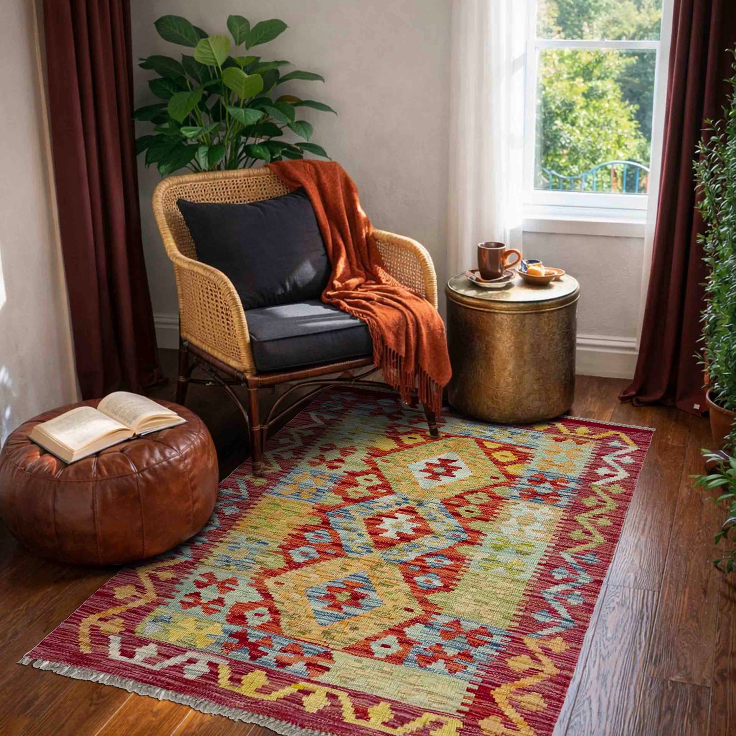 Handmade Vegetable Kelim 2' 7" x 4' 2" (ft) - No. R37924