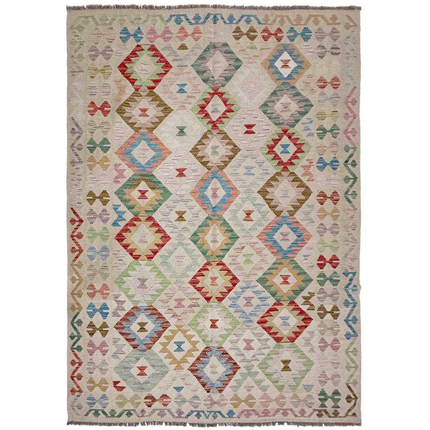 Handmade Vegetable Kelim 5' 7" x 8' 1" (ft) - No. R37957