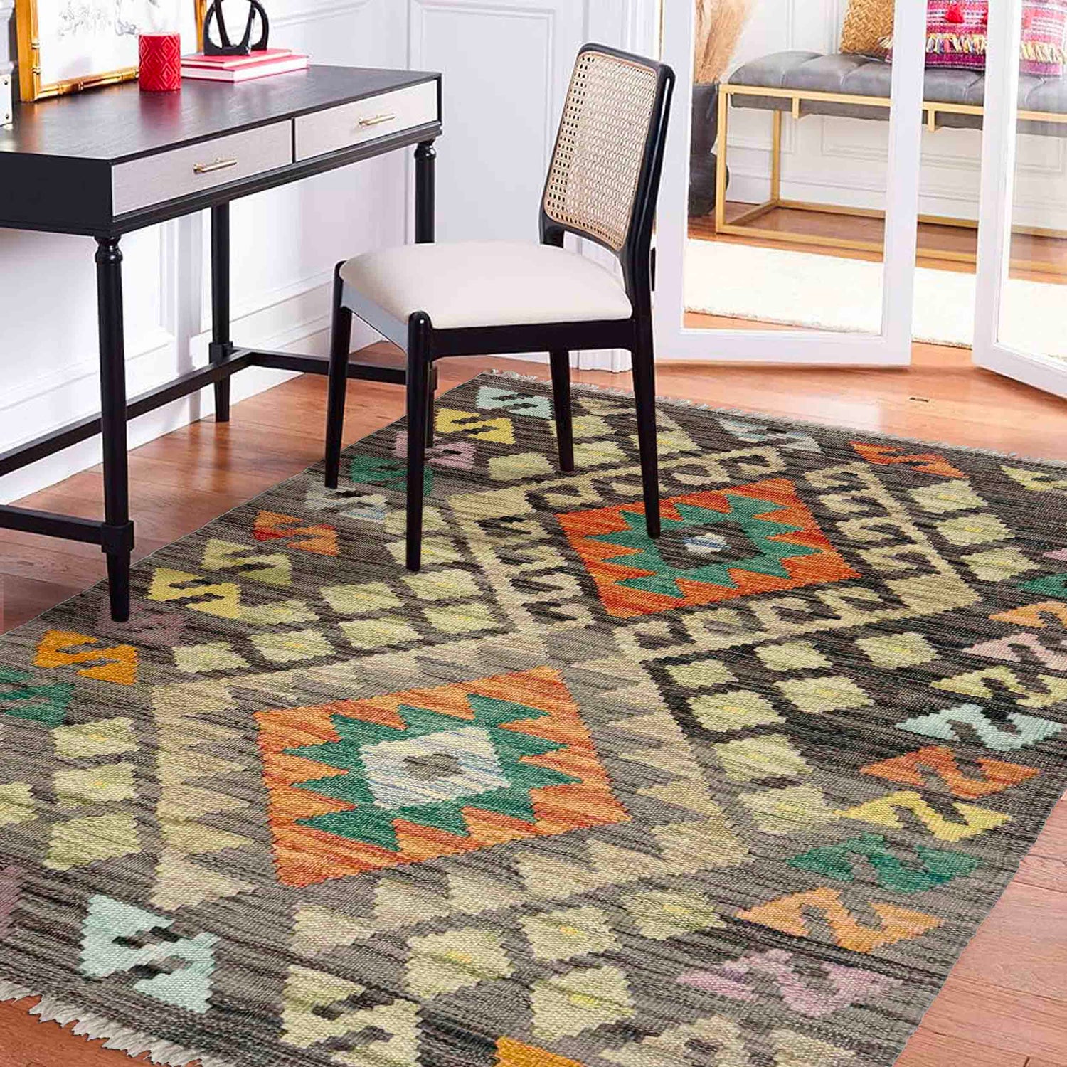 Handmade Vegetable Kelim 2' 7" x 4' 1" (ft) - No. R37959