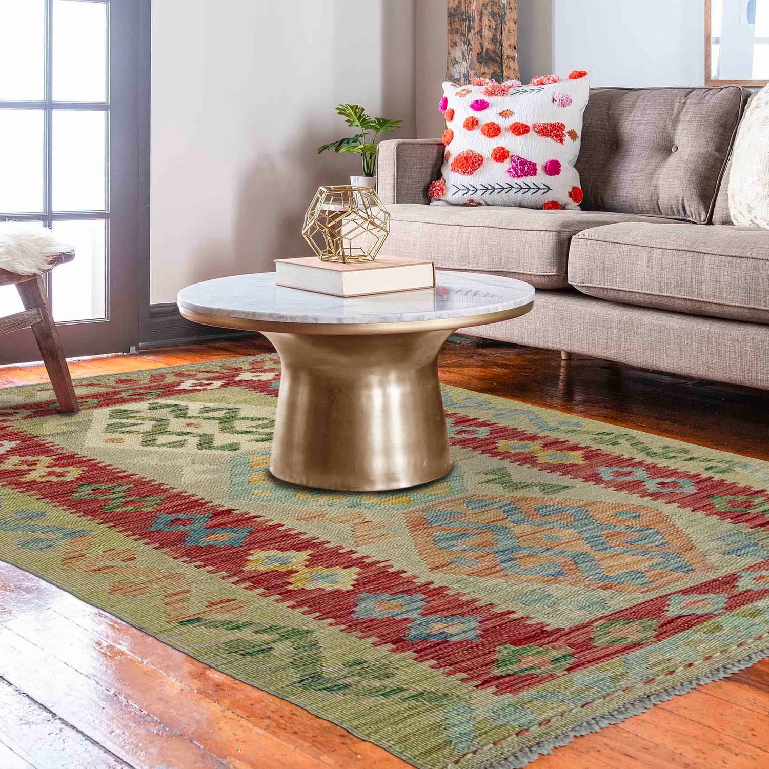 Handmade Vegetable Kilim 2' 9" x 4' 11" (ft) - No. R37960