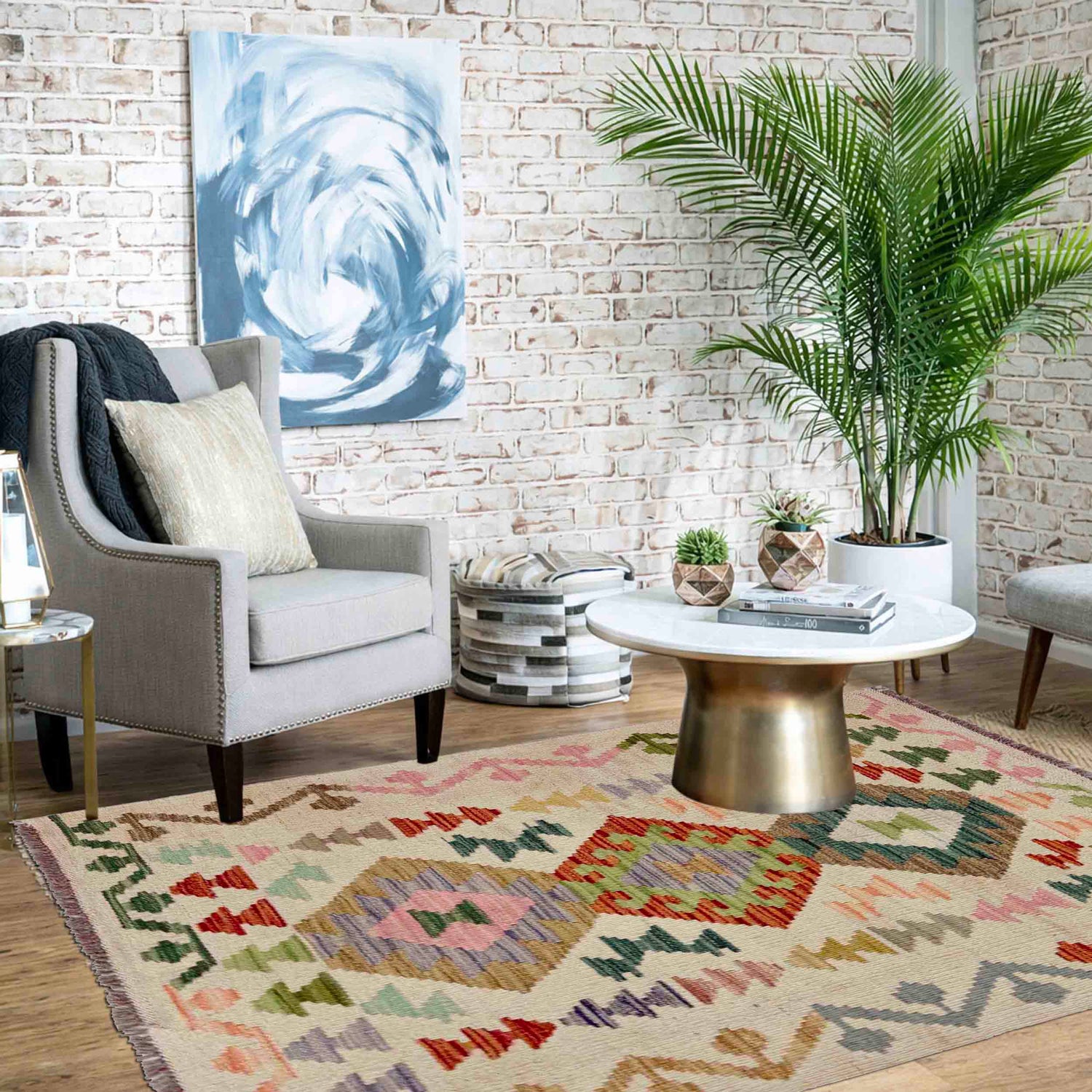 Handmade Vegetable Kelim 2' 7" x 4' 1" (ft) - No. R37974