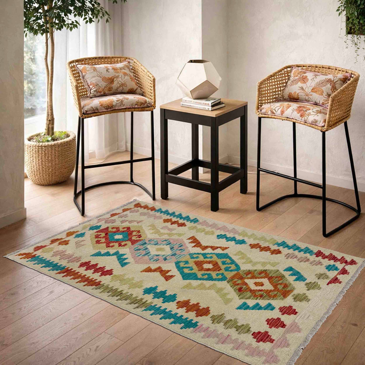 Handmade Vegetable Kilim 2' 6" x 4' 4" (ft) - No. R37975