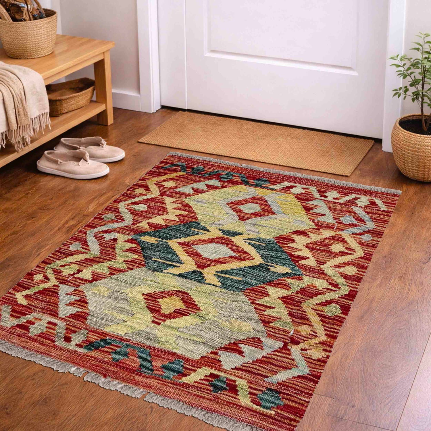 Handmade Vegetable Kilim 1' 10" x 2' 5" (ft) - No. R37997