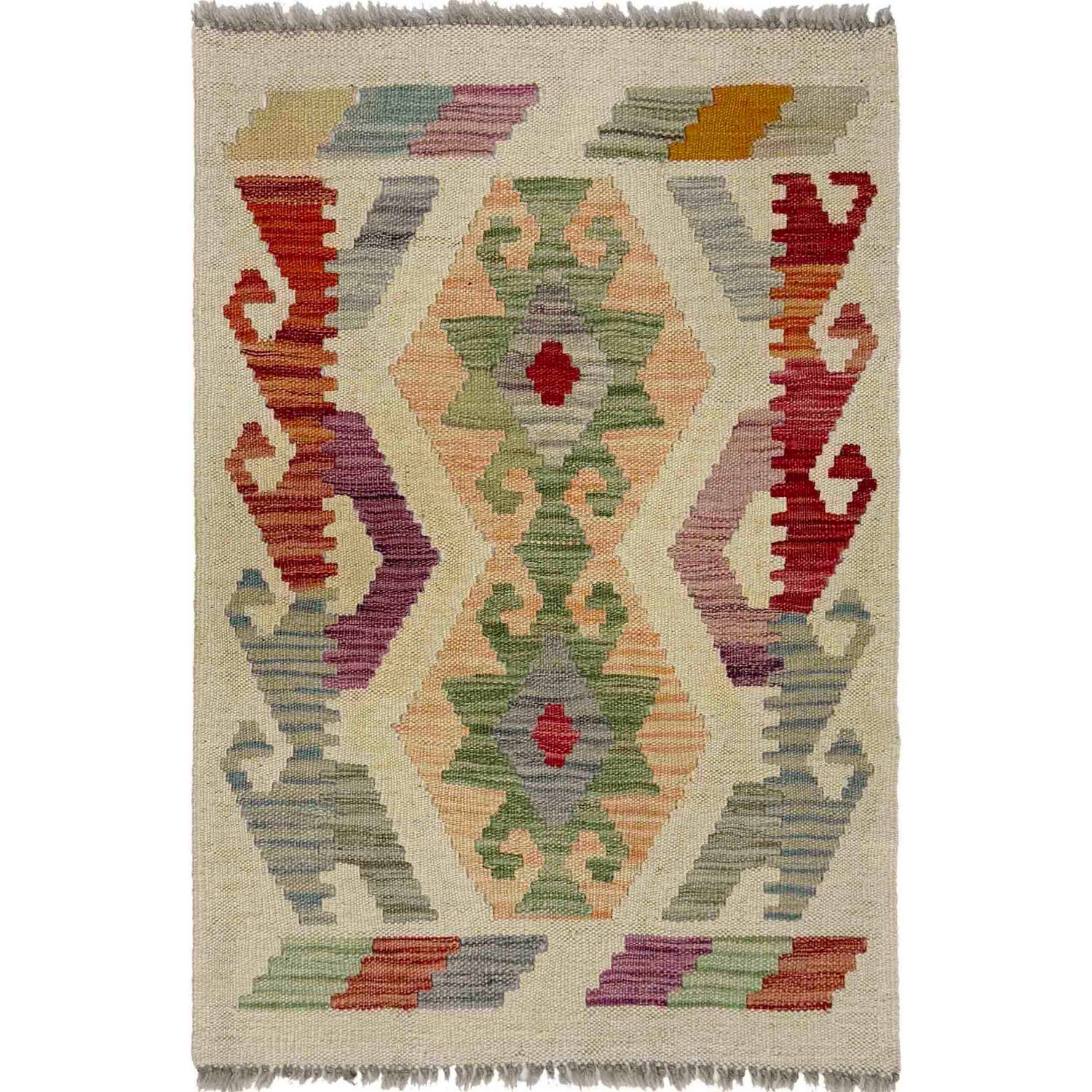 Handmade Vegetable Kilim 1' 10" x 2' 7" (ft) - No. R38006