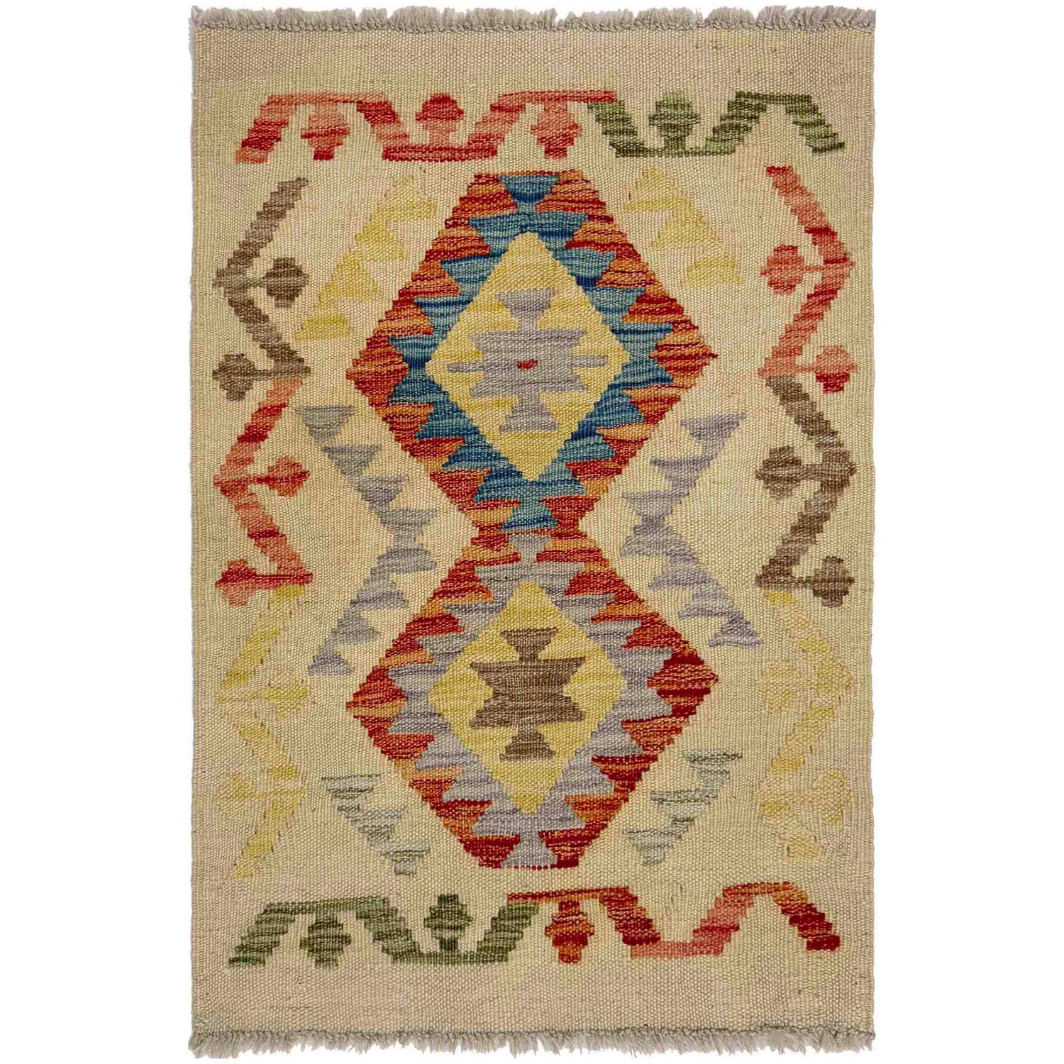 Handmade Vegetable Kilim 1' 10" x 2' 6" (ft) - No. R38010