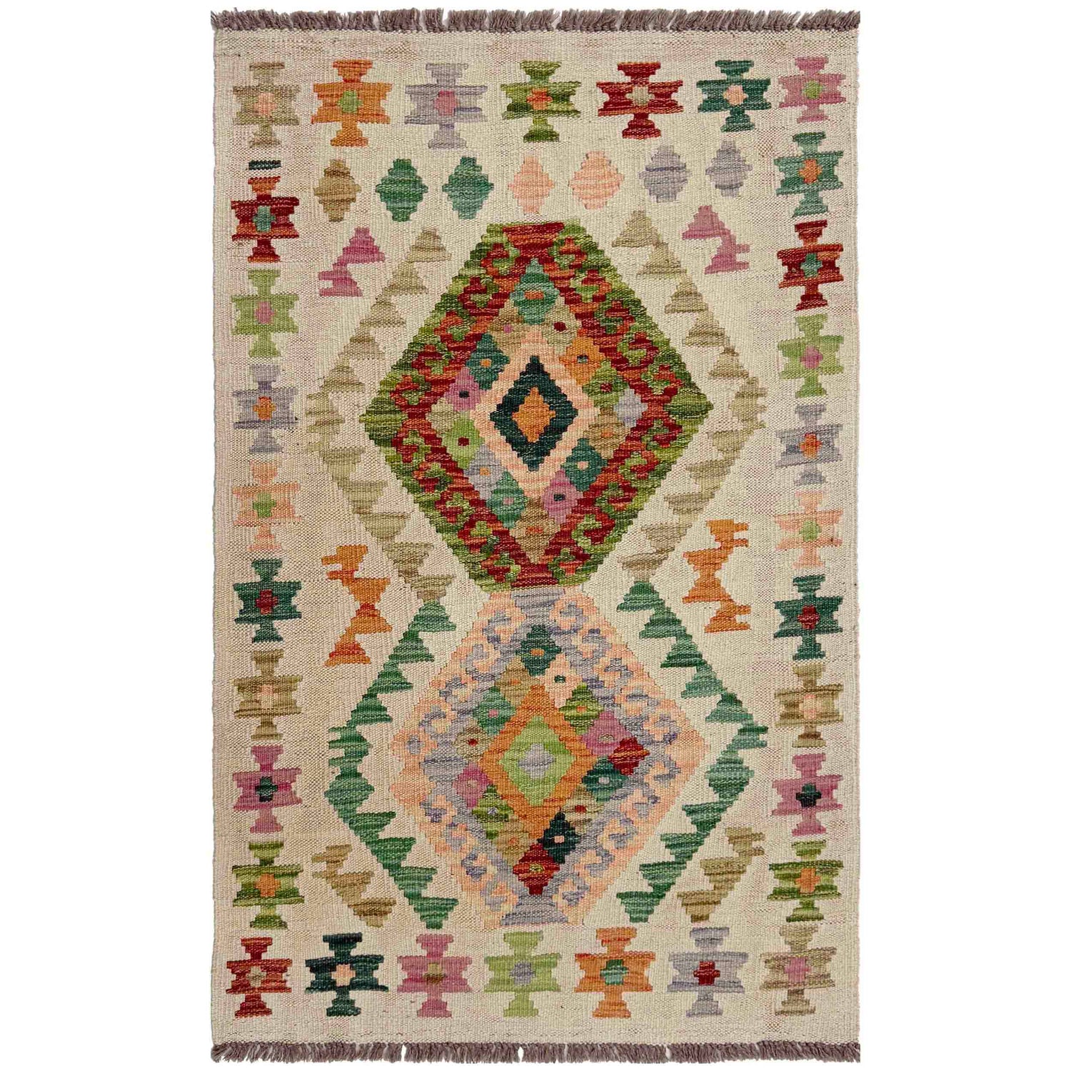 Handmade Vegetable Kelim 2' 7" x 4' 2" (ft) - No. R38016