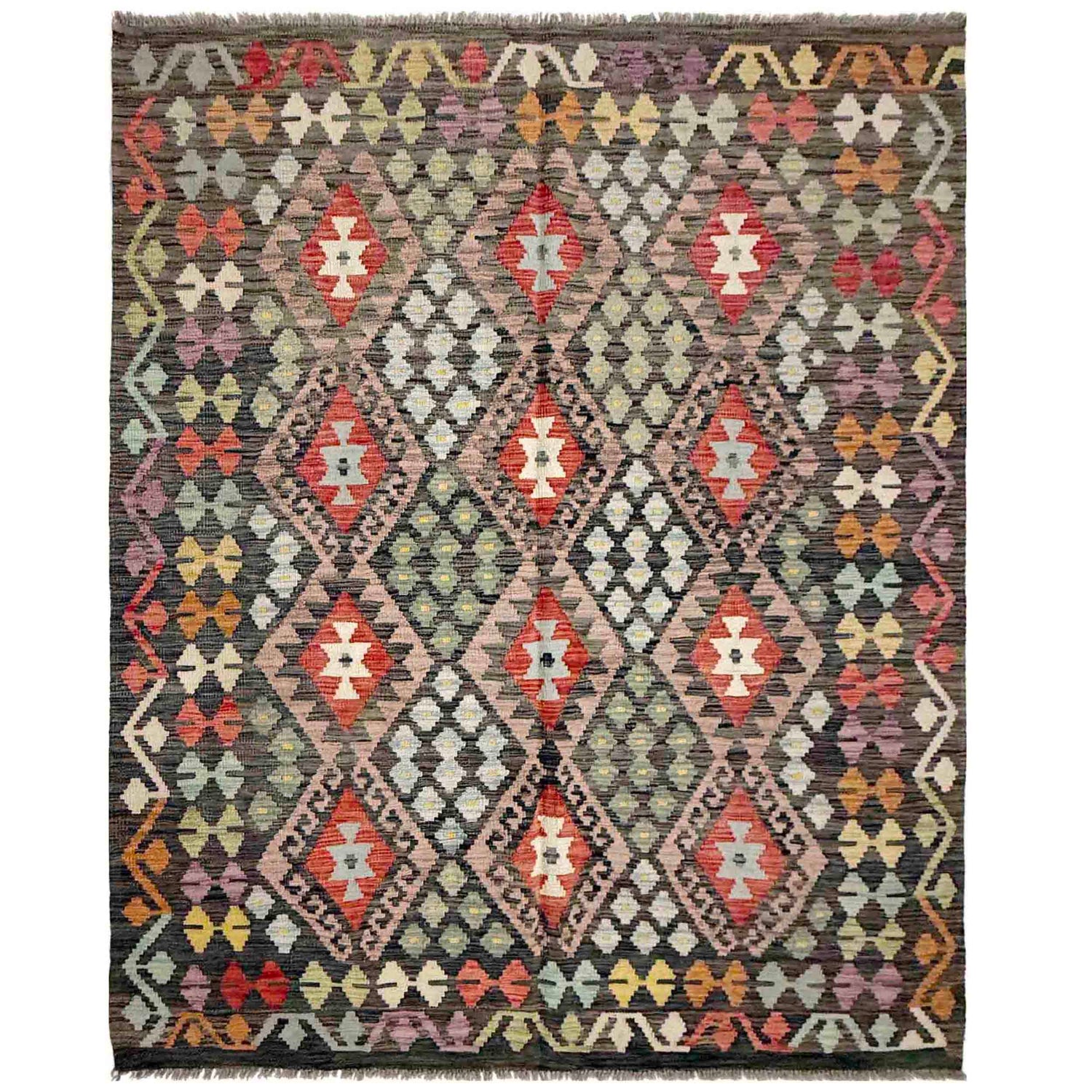 Handmade Vegetable Kelim 5' 1" x 6' 7" (ft) - No. R38052