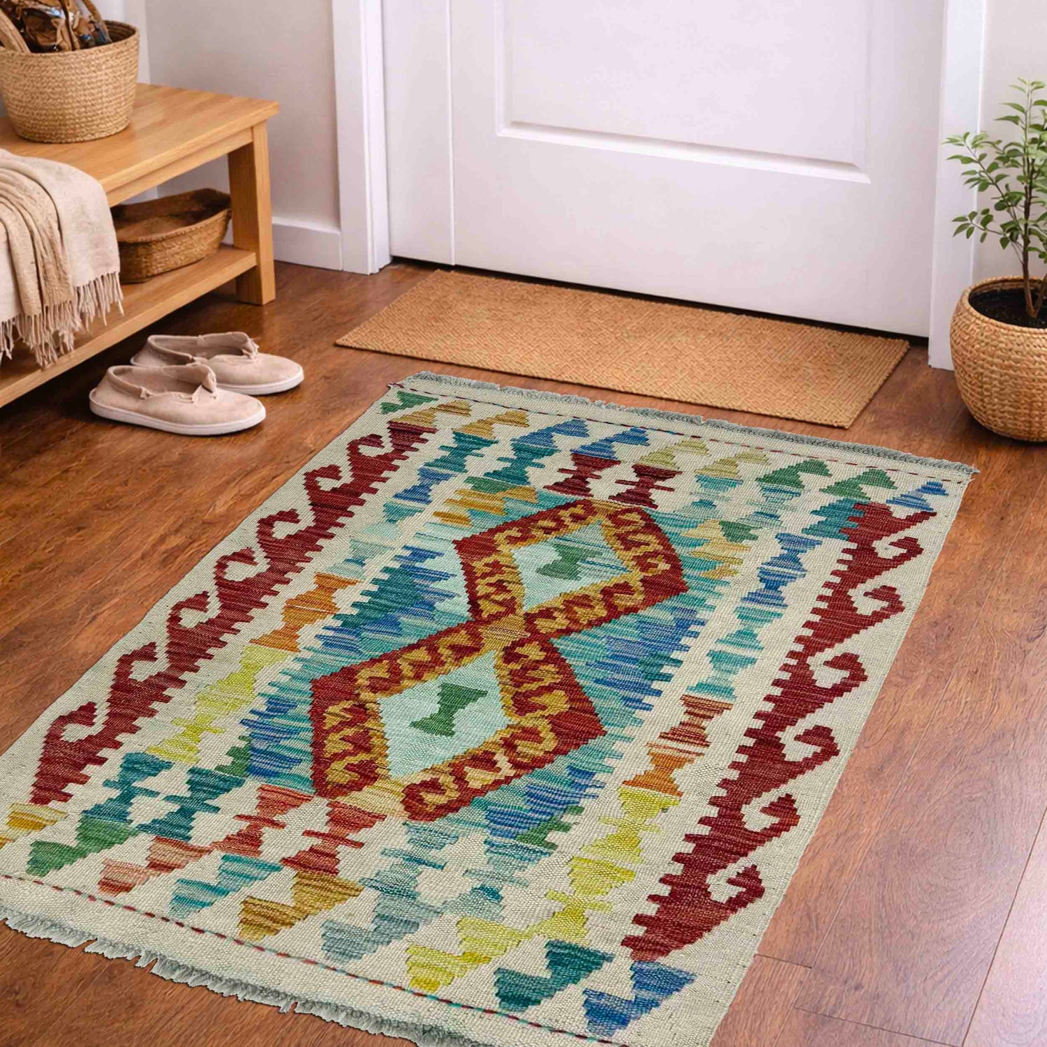 Handmade Vegetable Kilim 2' 3" x 2' 11" (ft) - No. R38279