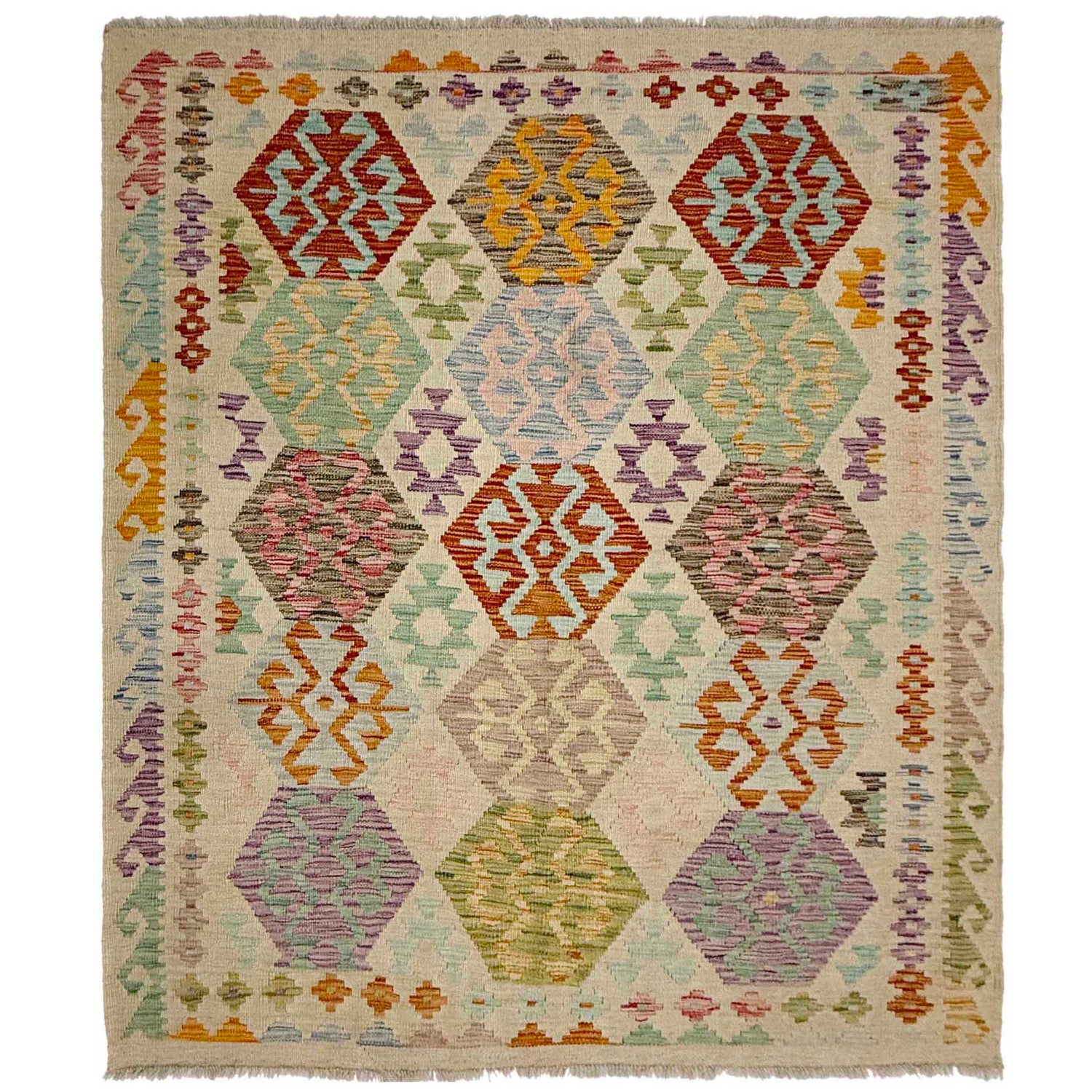 Handmade Vegetable Kilim 4' 10" x 6' 0" (ft) - No. R38288