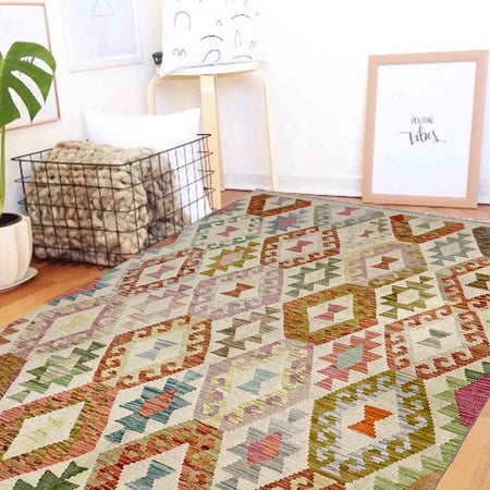 Handmade Vegetable Kilim 4' 11" x 6' 6" (ft) - No. R38294