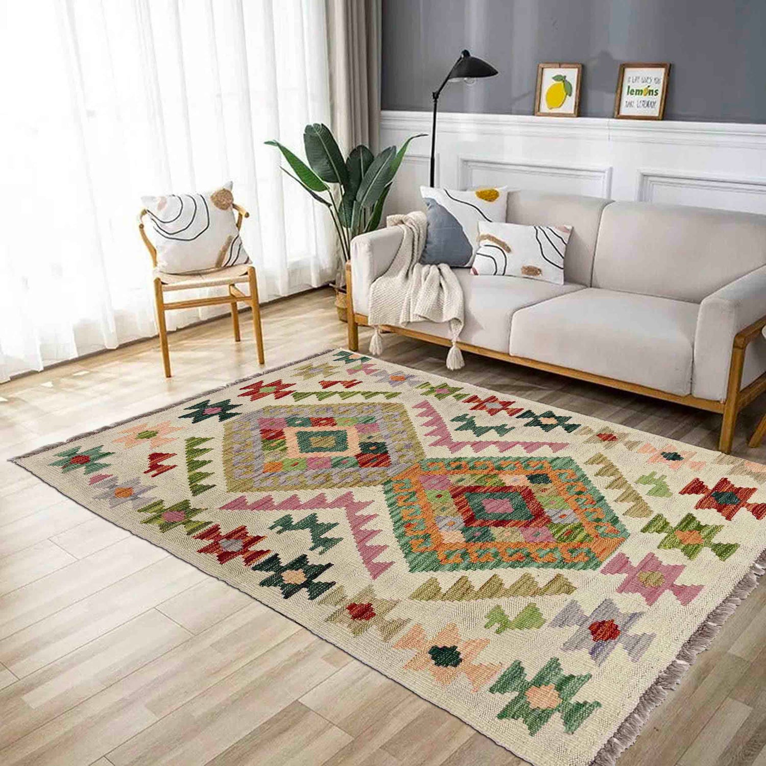 Handmade Vegetable Kilim 2' 6" x 4' 4" (ft) - No. R38296